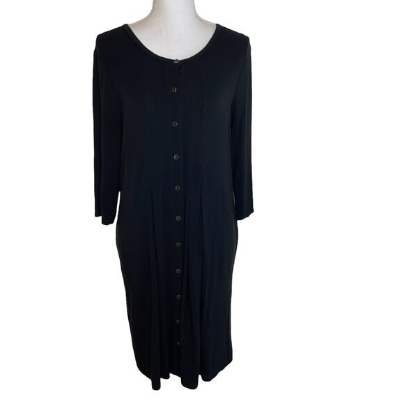 J. Jill Dress Jersey Stretch Knit Button Front Soft Midi Dress, Black, Medium P - Picture 7 of 12